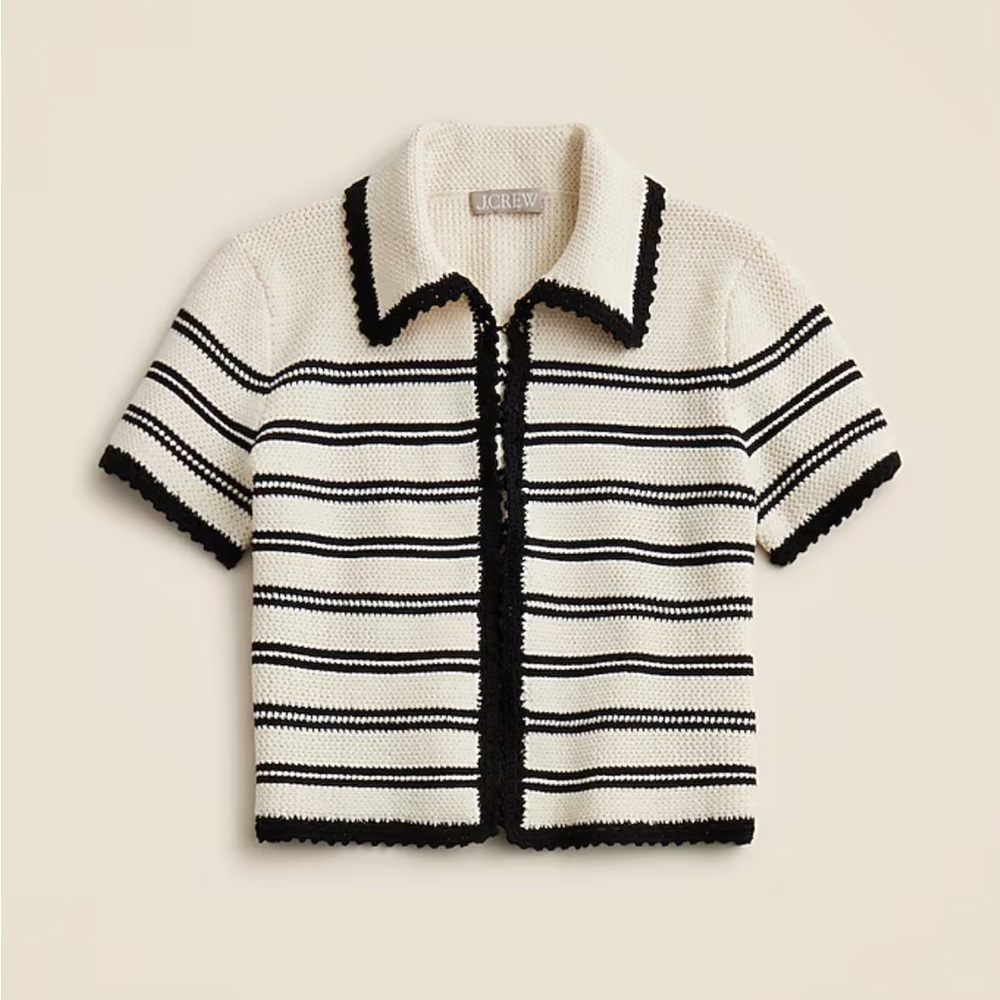 J. Crew Black and White Striped Button Down Shirt